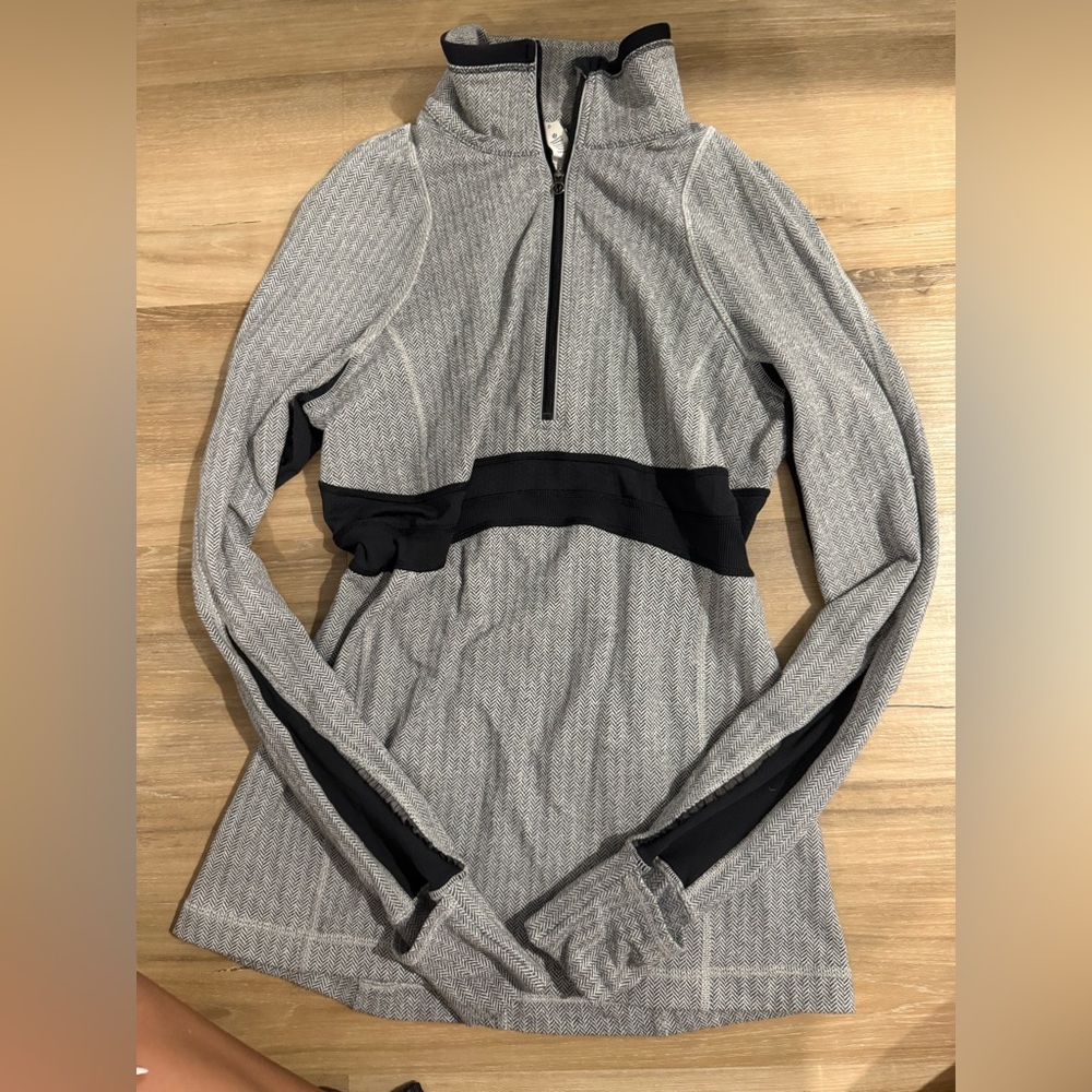 lululemon Gray and Black Quarter-Zip Pullover